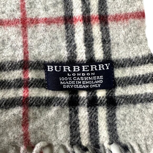 Burberry Classic Check Scarf Grey 100% Cashmere Unisex Scarf Made In En - Picture 5 of 7